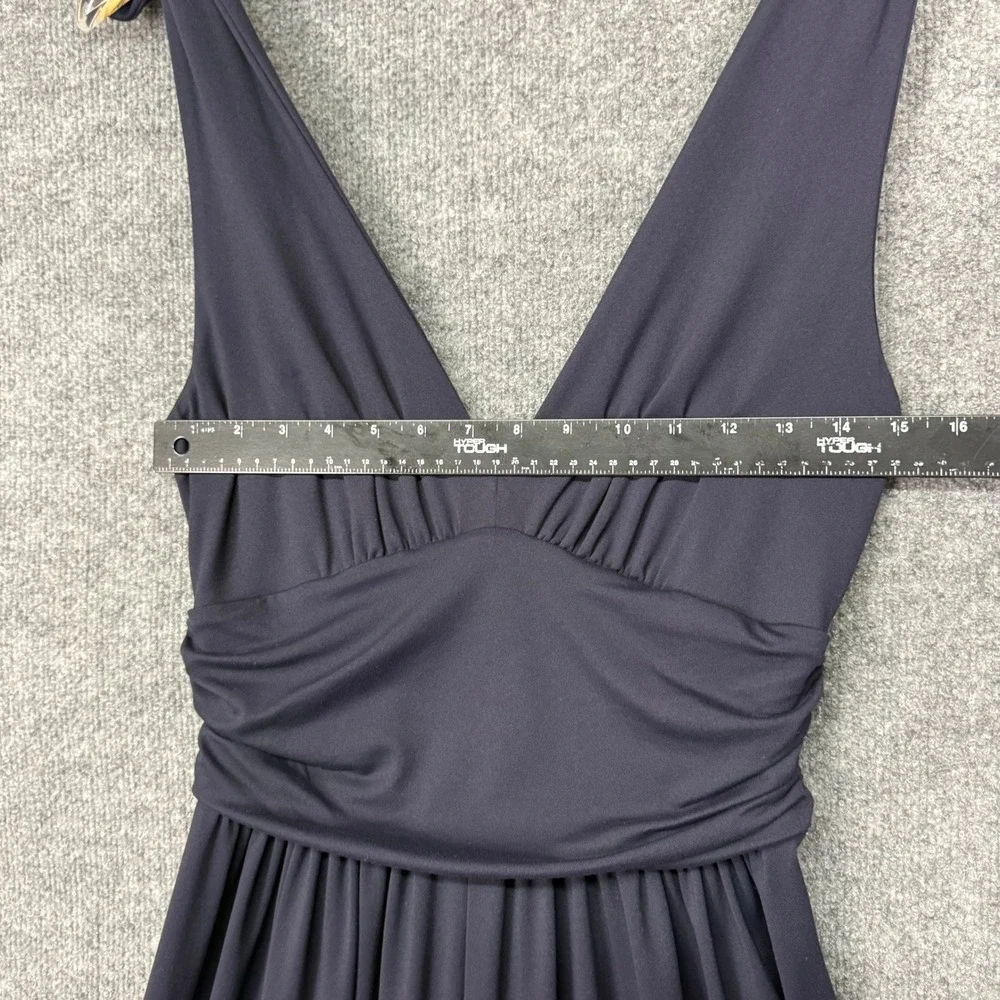 Susana Monaco Jumpsuit Womens Large Navy Blue Tie Shoulder V-Neck Wide Leg - Picture 6 of 11